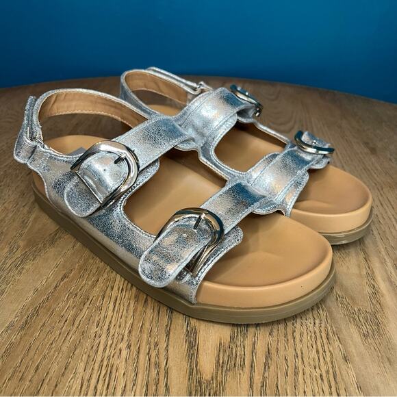 Dolce Vita Alameda Metallic Silver Buckle Strap Chunky Sandals Women’s Size 8 - Picture 2 of 11